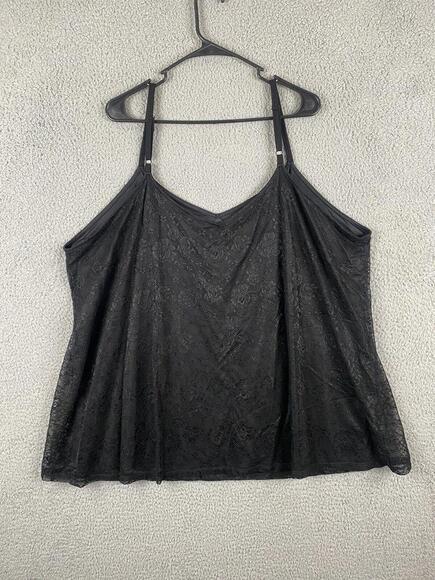 Torrid Top Womens 4X Black Lace Sleeveless Spaghetti Strap Shirt - Picture 2 of 12